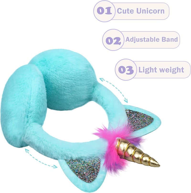 EDCYF Ear Muffs Gloves Set for Kids Girls Winter Ear Muffs Adjustable Sequins Warm Earmuffs Furry Outdoor - Image 4